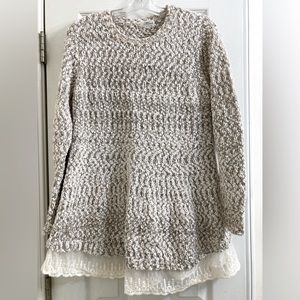 Mirumi Women’s Marled Knit Lace Hem Sweater  Size M. NWOT